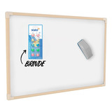 Quadro Branco Magnético Moldura Madeira 90x60 Stalo Brinde