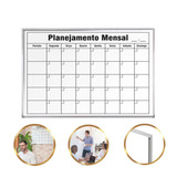 Quadro Branco Planejamento Mensal Moldura Aluminio 90x60