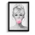 Quadro Brigitte Bardot Chiclete Rosa - A5 C/ Moldura E Vidro