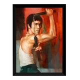 Quadro Bruce Lee Nunchaku Arte Marcial Chute Kung Fu