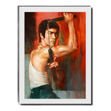Quadro Bruce Lee Nunchaku Arte Marcial Kung Fu Decoração