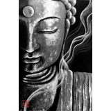 Quadro Buda Black Acrílico Em Tela Pintado À Mão 100x70cm
