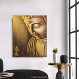 Quadro Buda Gratidão Acrílico Em Tela Pintado À Mão 80x70cm