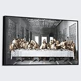 Quadro C Moldura Ceia Com Jesus Canvas Ref13 63x93cm Moldura Preta