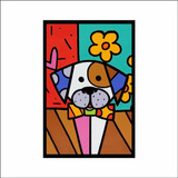 Quadro Cachorro Colorido De Romero Britto