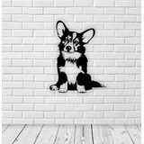 Quadro Cachorro Corgi Vazado 41x29cm Mdf