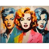 Quadro Canvas Arte Marilyn Monroe Colorida Art pop Vintage