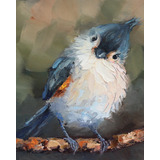 Quadro Canvas Pintura Abstrata À Óleo Lindo Pássaro Azul 