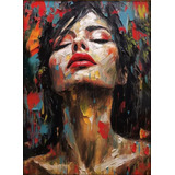 Quadro Canvas Pintura Moderna Mulher Colorida Abstrata Arte