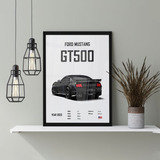 Quadro Carro Ford Mustang Gt500 C Moldura E Vidro A3