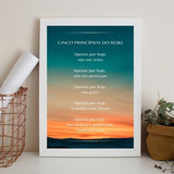 Quadro Cinco Princípios Do Reiki 33x24cm Com Vidro