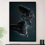 Quadro Controle Joystick Quebrando Decorativo A4 23x33cm