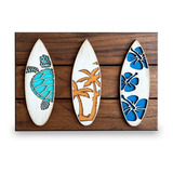 Quadro Decoração Surf Pranchas Praia Mar Em Madeira E Mdf