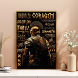 Quadro Decorativo 1 Pç Frase Motivacional Guerreiro Esparta