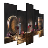 Quadro Decorativo 129x63 Sala Cozinha Gourmet Vinho Wine Kit Cor Nude Cor Da Armação Nude