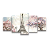 Quadro Decorativo 129x63 Sala Quarto Torre Eiffel Paris Kit