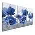 Quadro Decorativo 3 Peças Flores Lótus Azuis 3mm