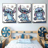 Quadro Decorativo 3 Peças Lilo Stitch Desenho Infantil 20x30