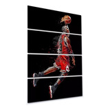 Quadro Decorativo 4 Peças Michael Jordan 05 Estilo Mosaico