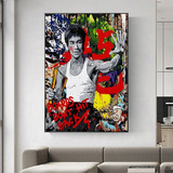 Quadro Decorativo 60x40 Cm Bruce Lee Nunchaku Graffiti