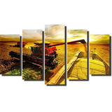 Quadro Decorativo Agricultura Colheitadeira 5 Peças