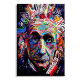 Quadro Decorativo Albert Einstein Pop Painel Grande 80x60cm