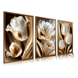 Quadro Decorativo Arte Flor Tulipa Marrom Escritório Sala Quarto Hall Etacart 3mm Grande