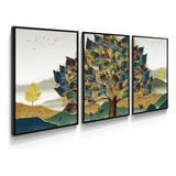 Quadro Decorativo Árvore Gold Moderno Para