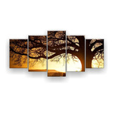 Quadro Decorativo Árvore Grande Nascer Do Sol 129x61 Sala
