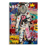 Quadro Decorativo Astronauta Art Pop Grafitti Grande 80x60cm
