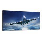 Quadro Decorativo Avião Aviação Céu Em Tecido Canvas 130x60