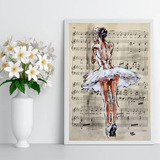 Quadro Decorativo Bailarina E Partitura 24x18cm