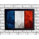 Quadro Decorativo Bandeira França Retrô Vintage