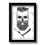 Quadro Decorativo Barbearia Barber Shop Skull