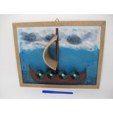 Quadro Decorativo Barco Viking Antigo Artesanal