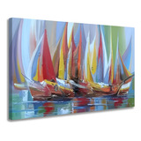 Quadro Decorativo Barcos À Vela Tela Canvas Praiana Linda Cor Velas De Ilha Bela Cor Da Armação Borda Infinita