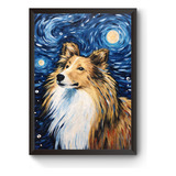 Quadro Decorativo Cachorro Sheltie Noite Estrelada Van Gogh