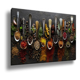 Quadro Decorativo Canvas Cozinha Tempero Condimento 60x40 Cor Impressão Em Alta Resolução Cor Da Armação Tecido Canvas Borda Infinita