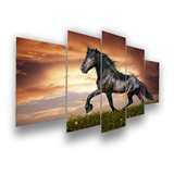 Quadro Decorativo Cavalo Preto Fazenda Sitio