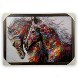 Quadro Decorativo Cavalos Coloridos