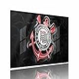 Quadro Decorativo Corínthians Escudo Futebol Mosaico 130x60 Moldura Preta 2x2