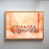 Quadro Decorativo Cristão Gospel A Santa Ceia Em Aquarela Horizontal Pintura Santa Ceia Quadros Bíblicos Versículos Bíblicos Presente Criativo Quadro Com Mensagem Motivacional Motivação Evangélico Moldura Crua 70x50 