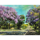 Quadro Decorativo Estrada Florida Pintura Óleo Sobre Tela