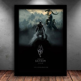 Quadro Decorativo Gamer Elder Scrolls Skyrim Moldura 43x33cm