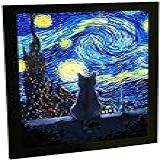 Quadro Decorativo Gato Van Gogh Noite