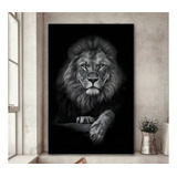 Quadro Decorativo Leão Preto E Branco Judá Grande 90x60