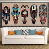 Quadro Decorativo Máscara Madeira Africana 50x100
