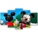 Quadro Decorativo Mickey Em Casa 115x60 5 Peças N05