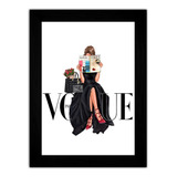 Quadro Decorativo Moda Beleza Vogue Modelo Lendo Revista