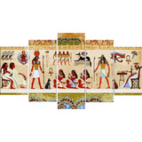 Quadro Decorativo Mosaico 5 Peças Antigo Egito Egípcios 3m
